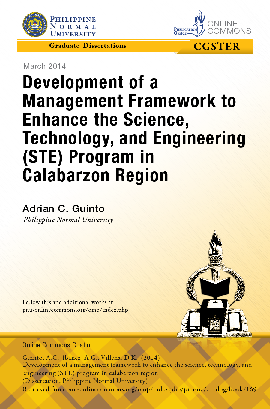 Cover for Development of a Management Framework to Enhance the Science, Technology, and Engineering (STE) Program in Calabarzon Region