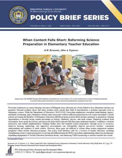 Cover for When Content Falls Short: Reforming Science Preparation in Elementary Teacher Education