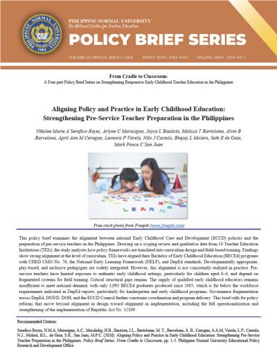 Cover for What Are TEIs Actually Teaching? Examining the Policies, Programs, and Practices Shaping Early Childhood Education in Philippine Higher Education