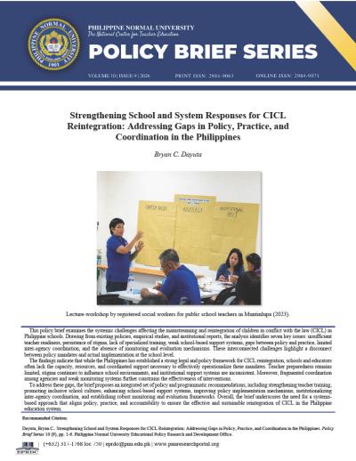Cover for Strengthening School and System Responses for CICL Reintegration: Addressing Gaps in Policy, Practice, and Coordination in the Philippines