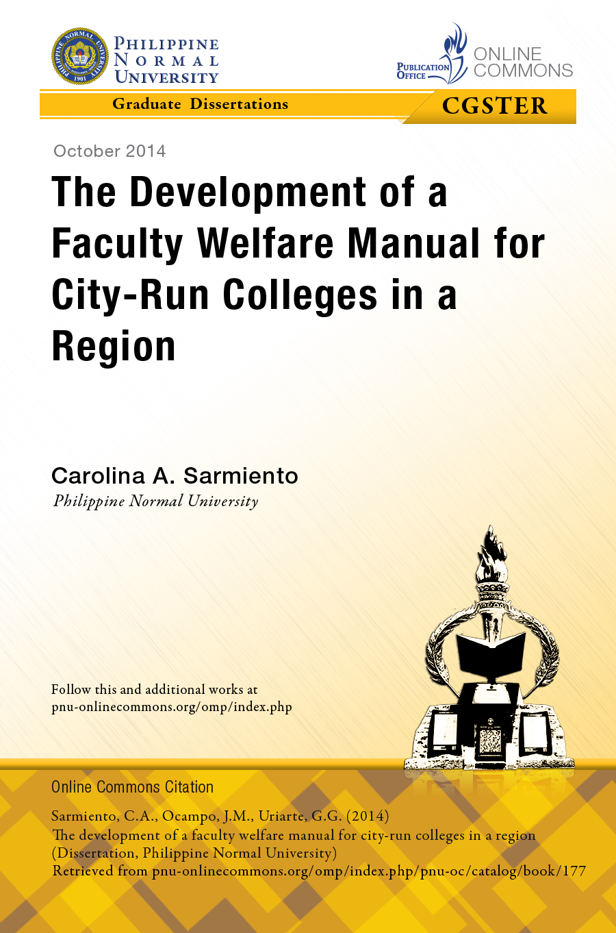Cover for The Development of a Faculty Welfare Manual for City-Run Colleges in a Region