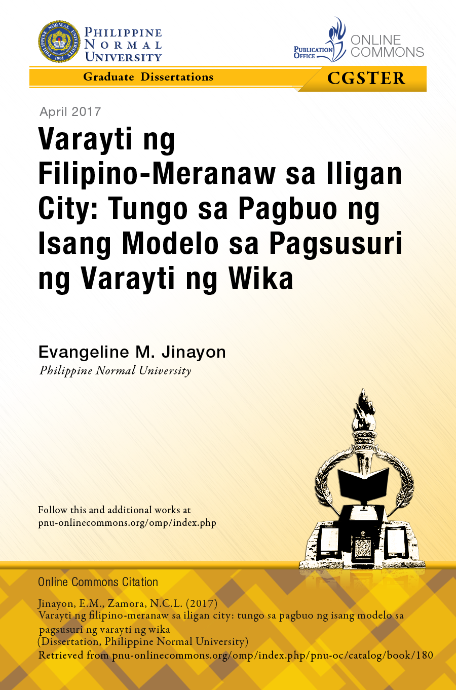 Cover for Varayti ng Filipino-Meranaw sa Iligan City: Tungo sa Pagbuo ng Isang Modelo sa Pagsusuri ng Varayti ng Wika