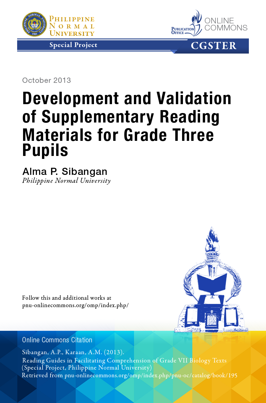 Cover for Development and Validation of Supplementary Reading Materials for Grade Three Pupils