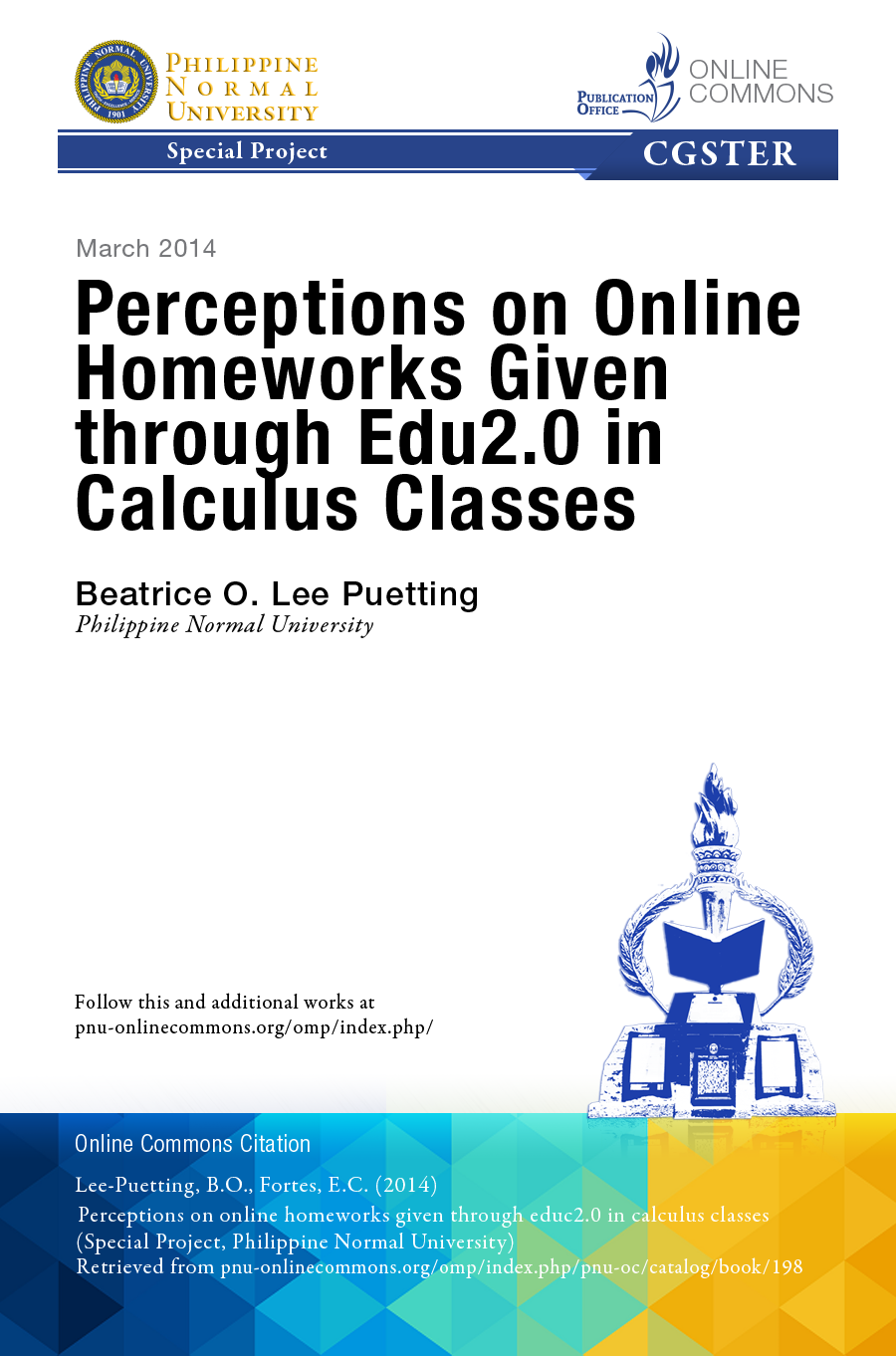 Cover for Perceptions on Online Homeworks Given through Edu 2.0 in Calculus Classes