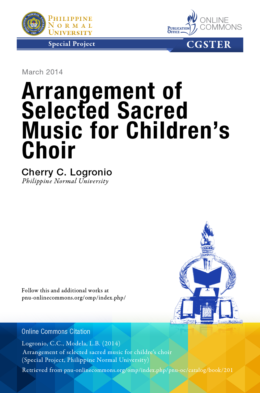 Cover for Arrangement of Selected Sacred Music for Children's Choir