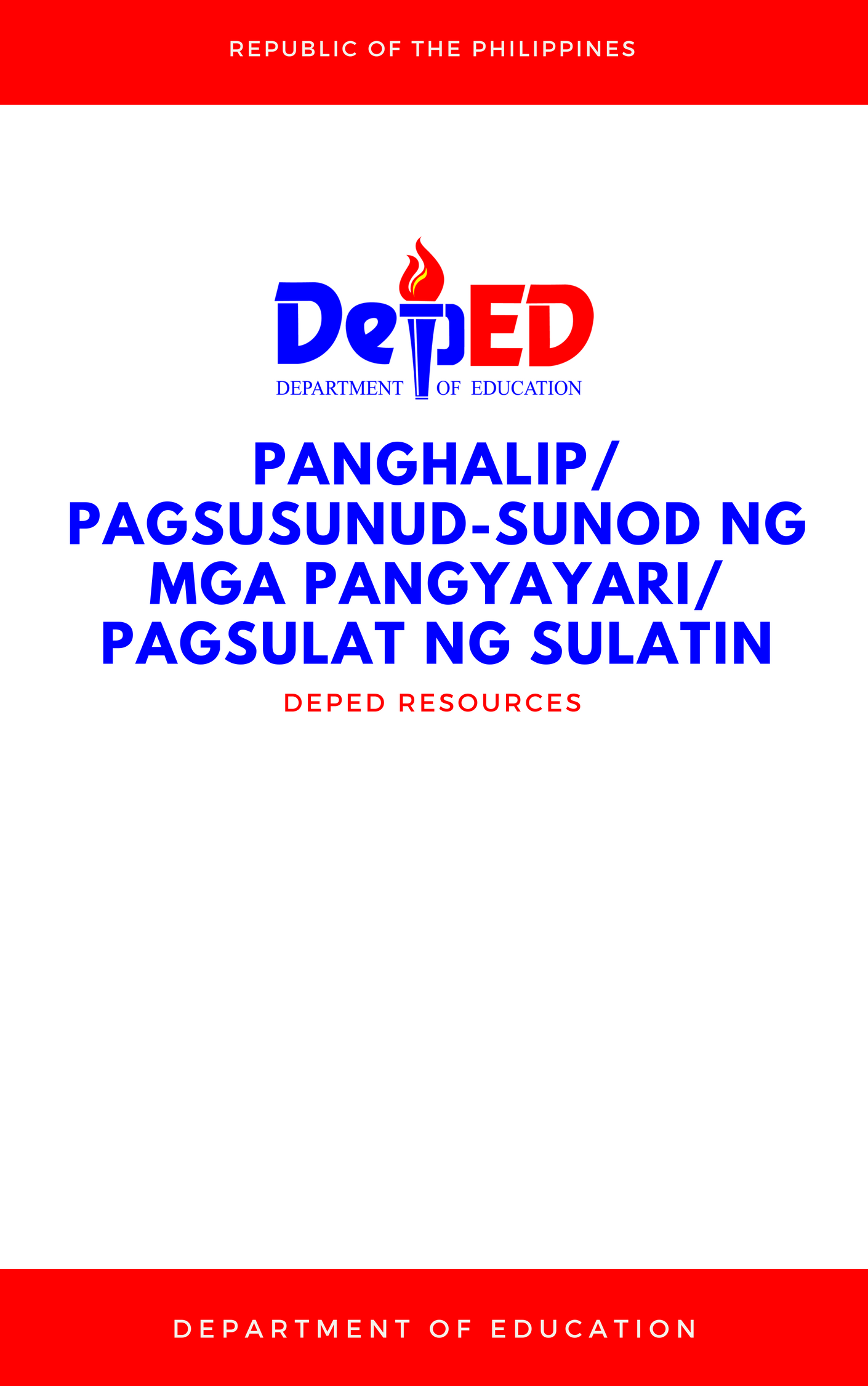 Cover for Panghalip/Pagsusunud-sunod ng mga Pangyayari/Pagsulat ng Sulatin