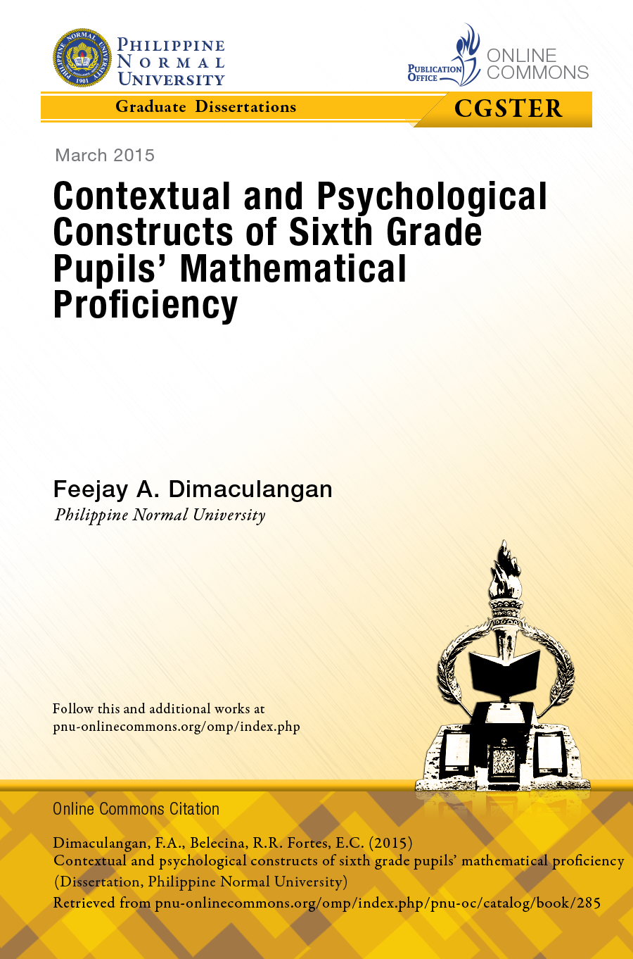 Cover for Contextual And Psychological Constructs Of Sixth Grade Pupils' Mathematical Proficiency