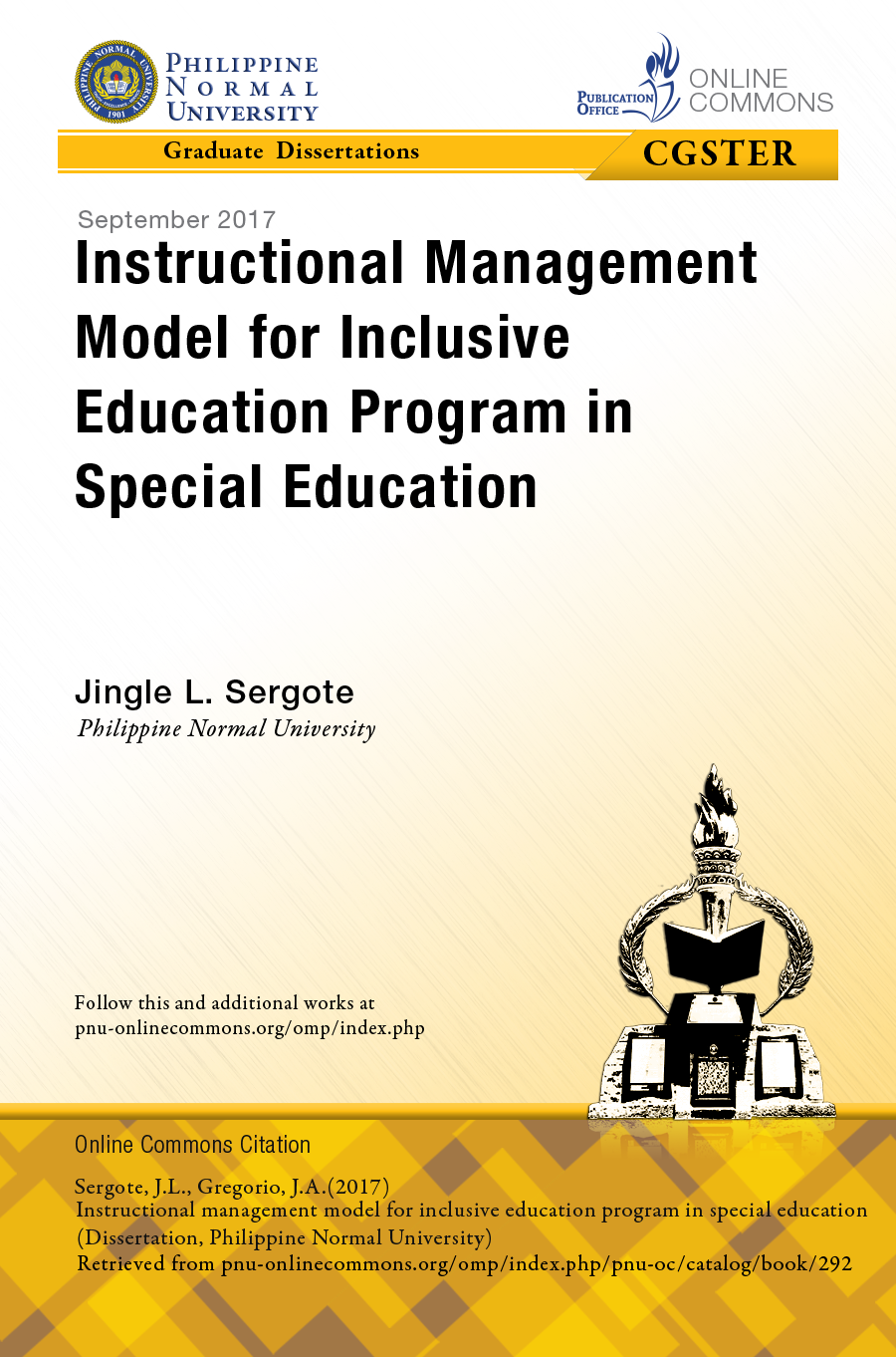 Cover for Instructional Management Model for Inclusive Education Program in Special Education