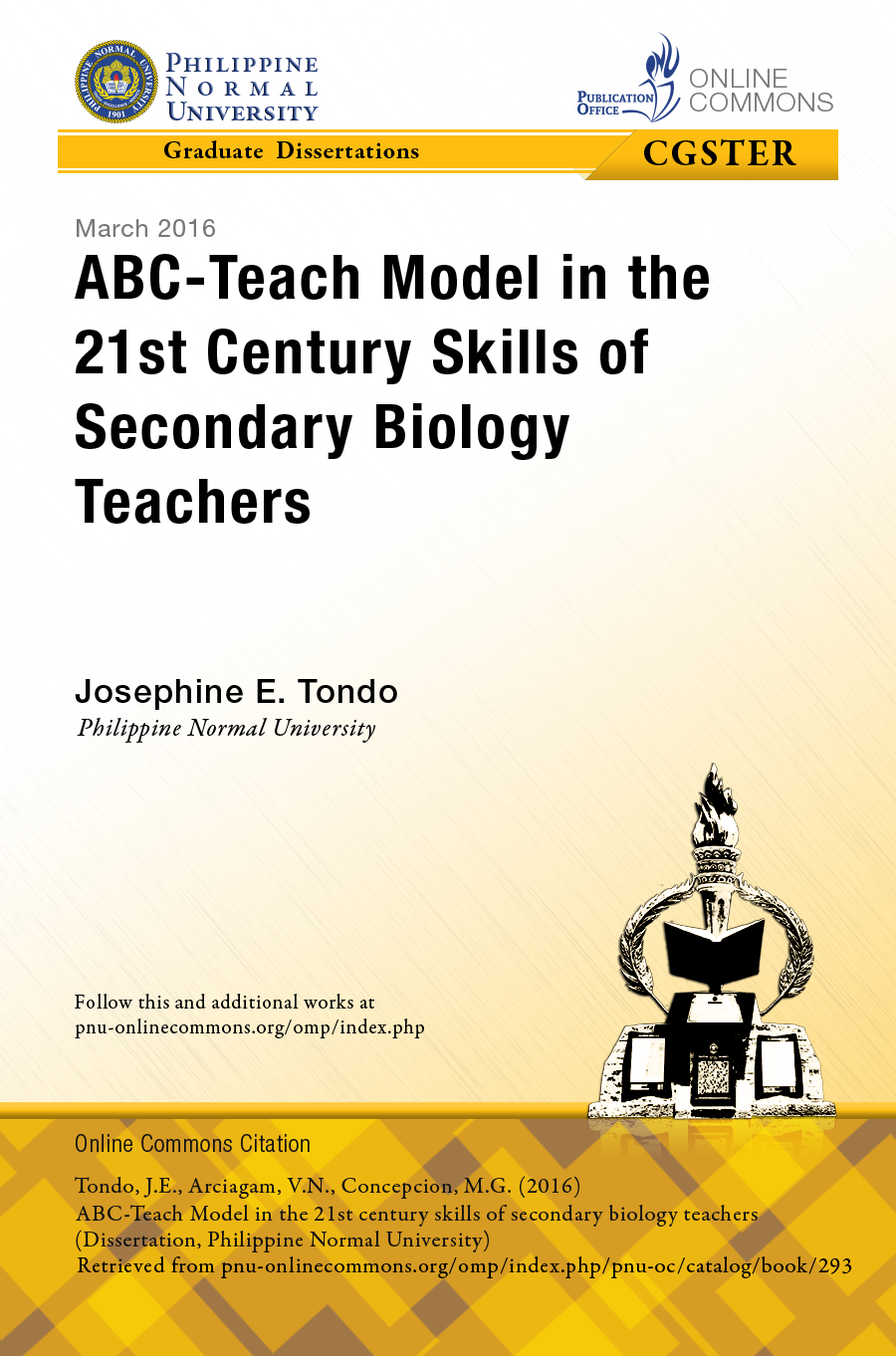 Cover for ABC-TEACH Model in the 21st Century Skills of Secondary Biology Teachers