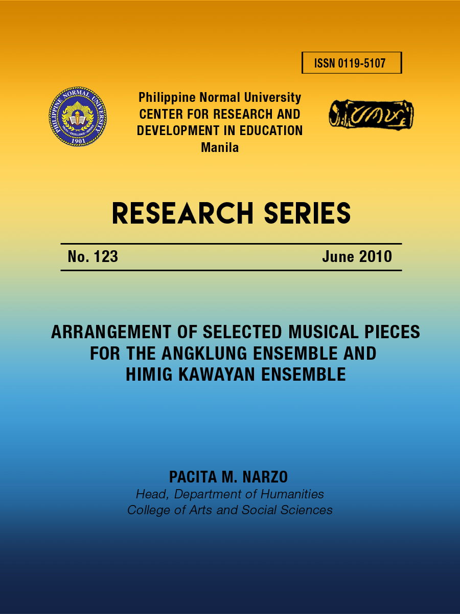 Cover for Arrangement of Selected Musical Pieces for the Angklung Ensemble and Himig Kawayan Ensemble