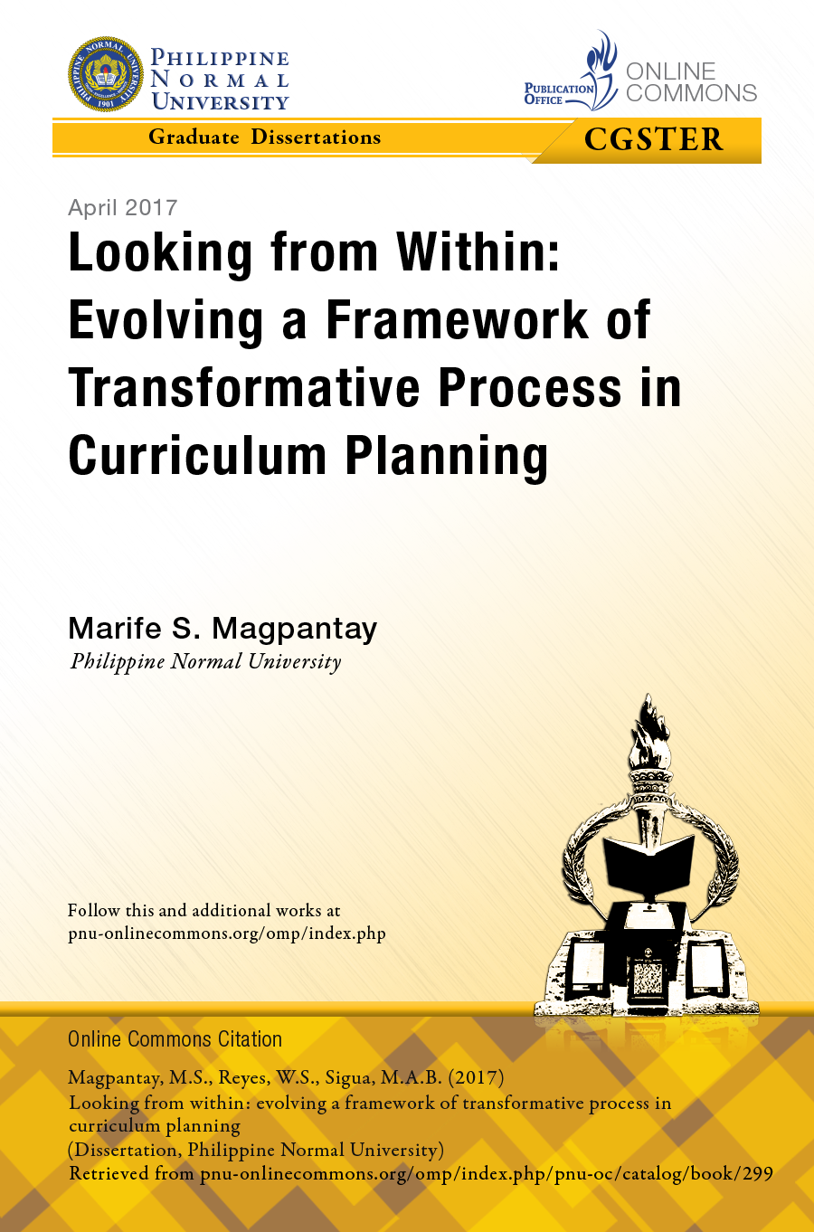 Cover for Looking from Within: Evolving a Framework of Transformative Process in Curriculum Planning