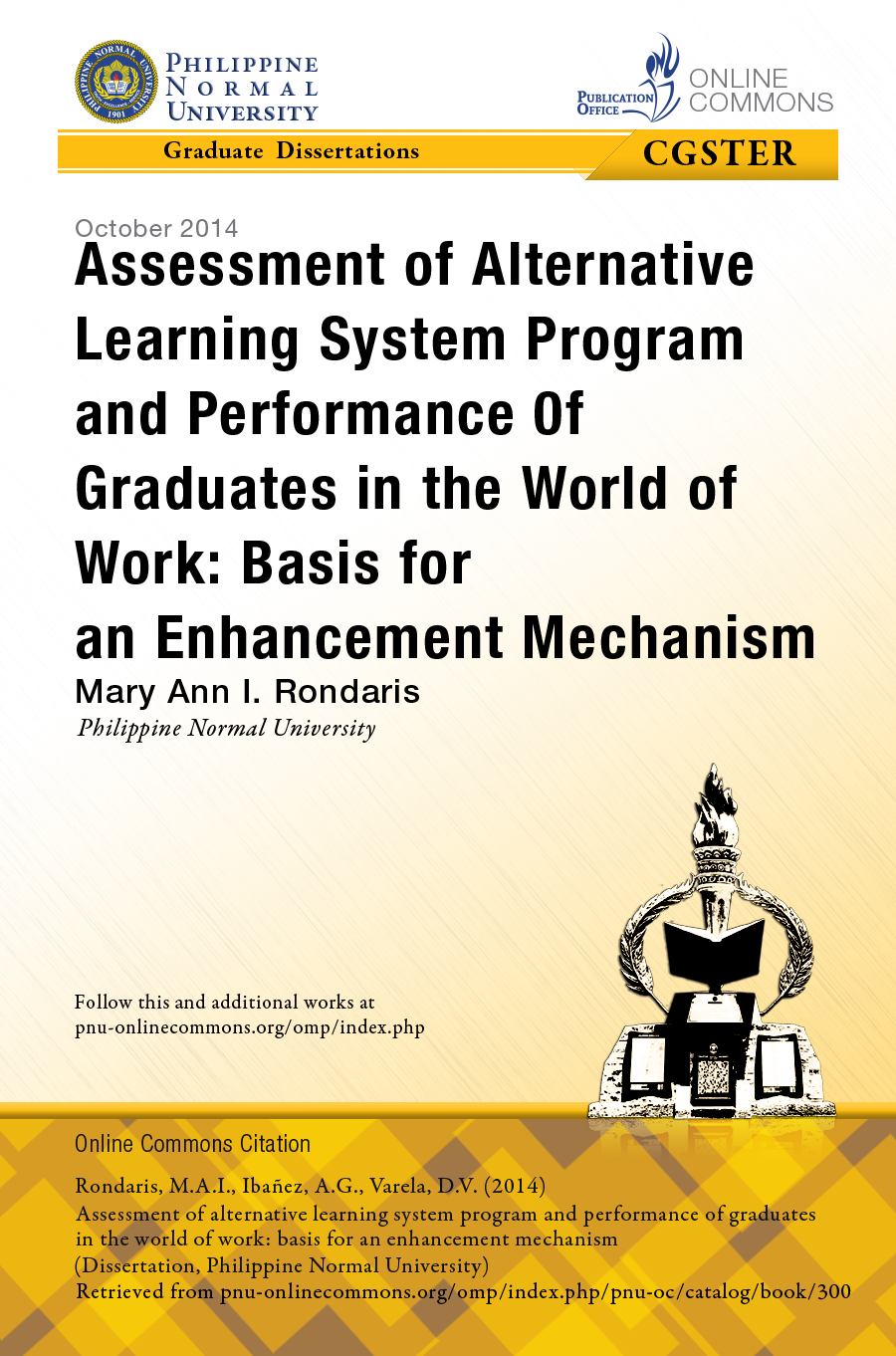 Cover for Assessment of Alternative Learning System Program and Performance of Graduates in the World of Work: Basis for an Enhancement Mechanism