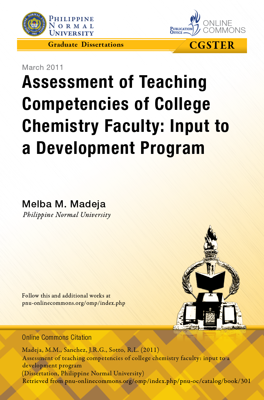 Cover for Assessment of Teaching Competencies of College Chemistry Faculty: Input to a Development Program