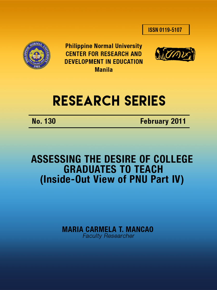 Cover for Assessing the Desire of College Graduates to Teach (Inside-Out View of PNU Part IV)
