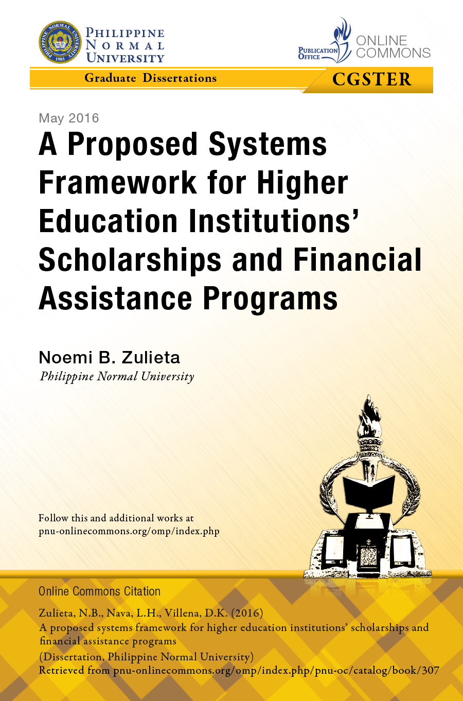 Cover for A Proposed Systems Framework for Higher Education Institutions Scholarships and Financial Assistance Programs