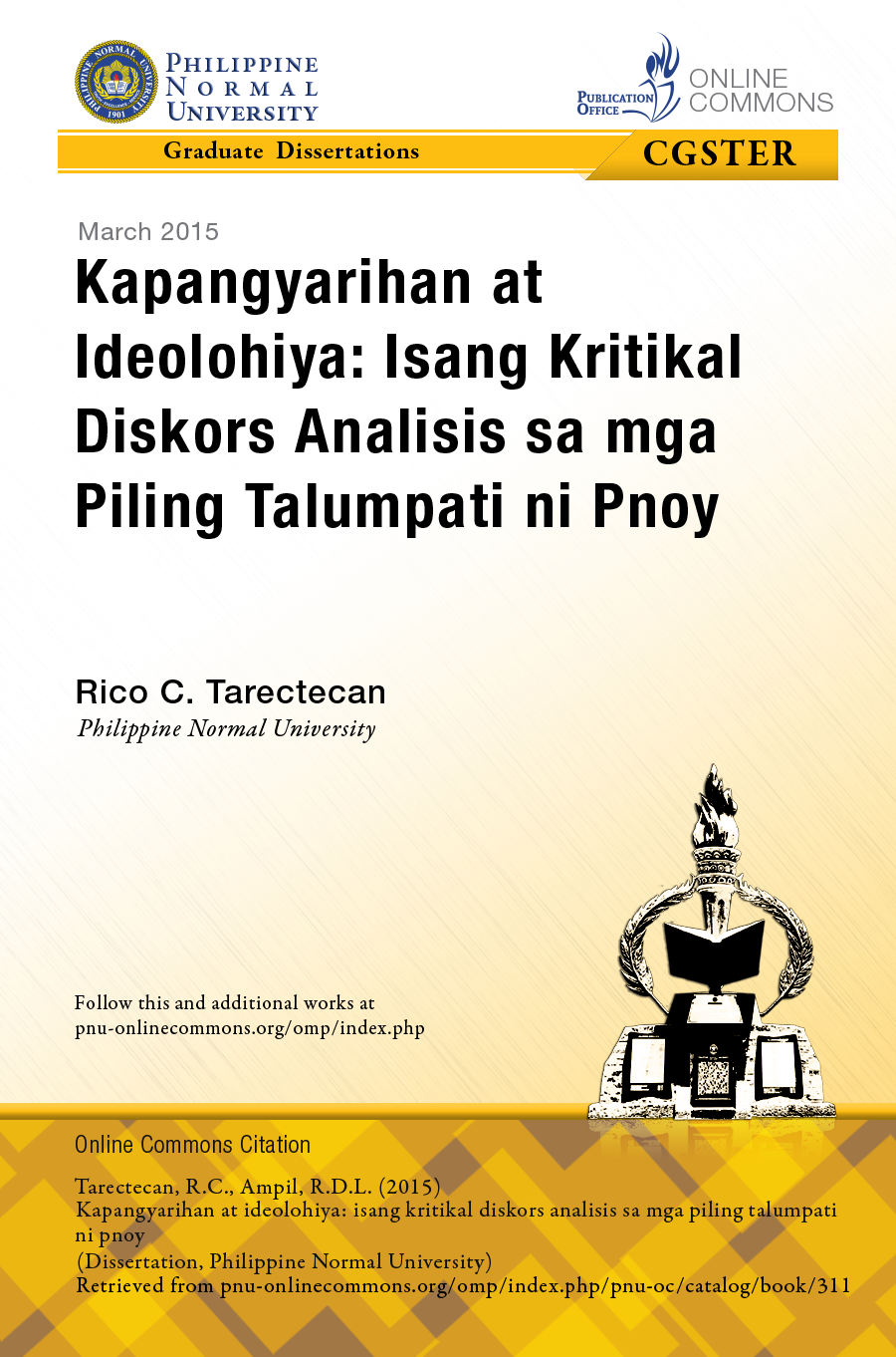 Cover for Kapangyarihan at Ideolohiya: Isang Kritikal Diskors Analisis sa mga Piling Talumpati ni PNOY