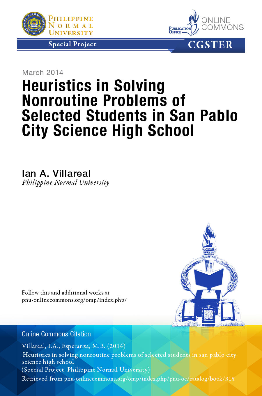 Cover for Heuristics in Solving Nonroutine Problems of Selected Students in San Pablo City Science High School
