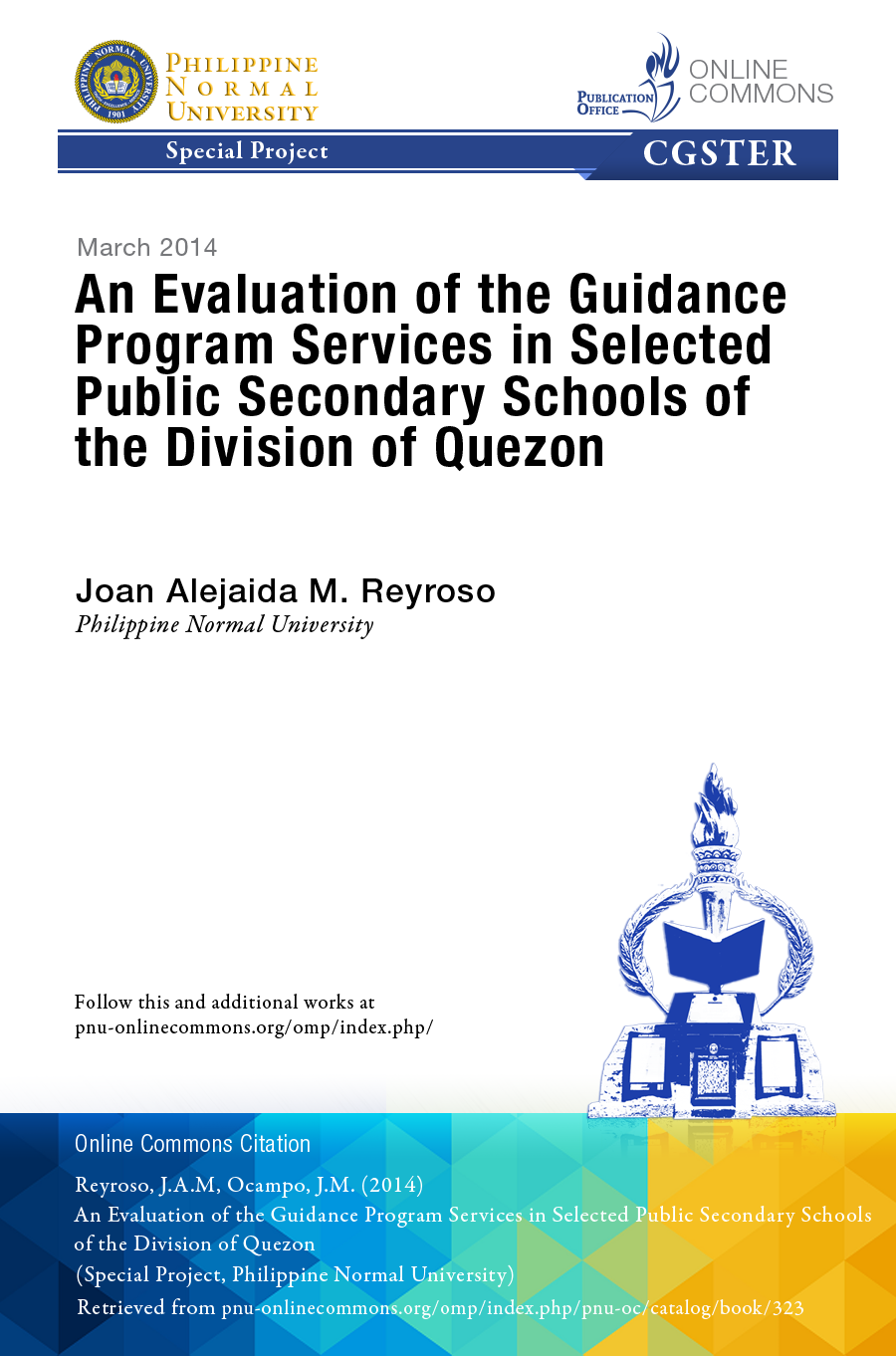 Cover for An Evaluation of the Guidance Program Services in Selected Public Secondary Schools of the Division of Quezon
