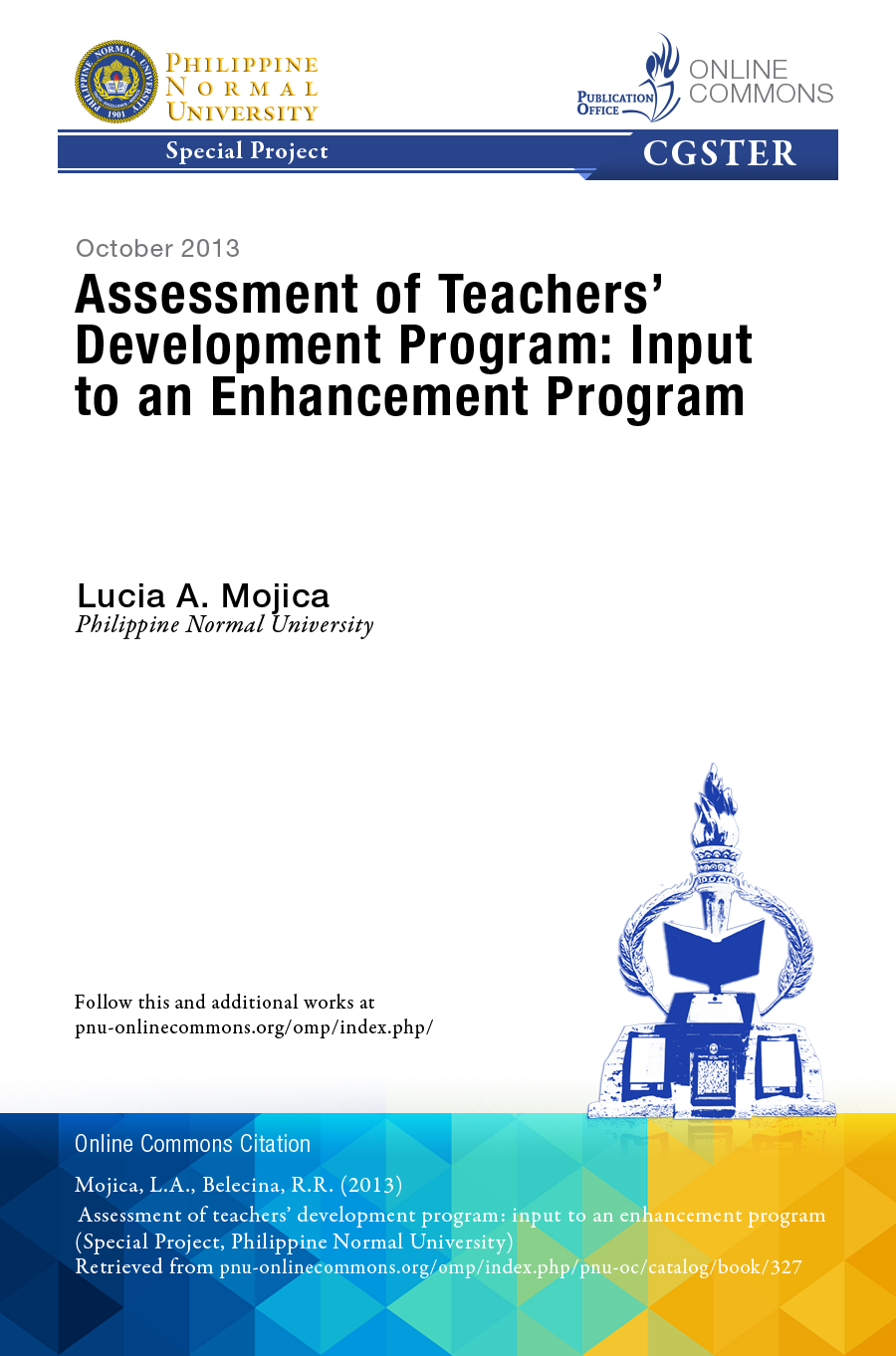 Cover for Assessment of Teachers' Development Program: Input to an Enhancement Program