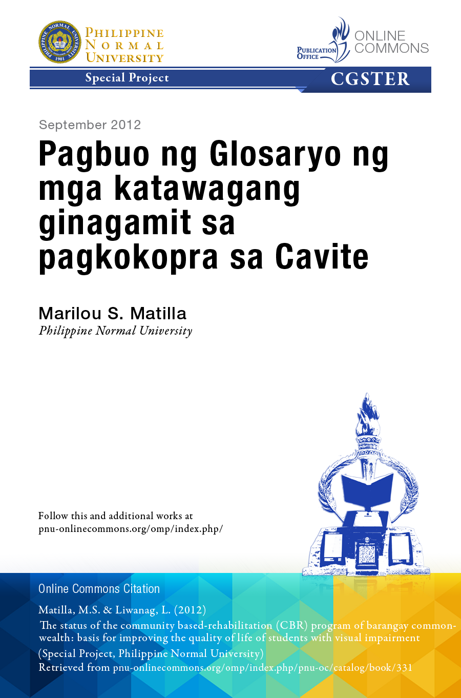Cover for Pagbuo ng Glosaryo ng mga Katawagang Ginagamit sa Pagkokopra sa Cavite