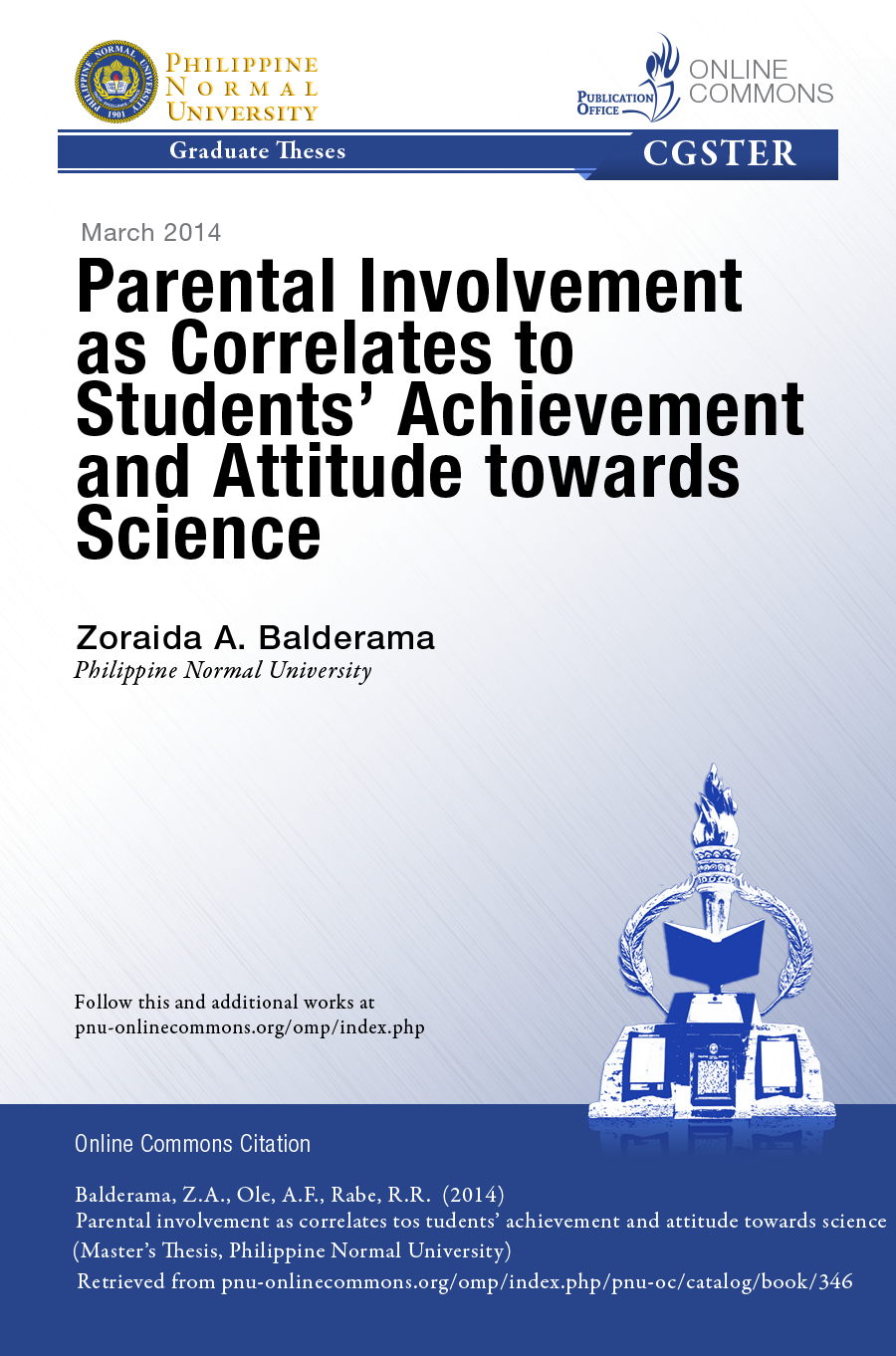 Cover for Parental Involvement as Correlates to Students' Achievement and Attitude towards Science