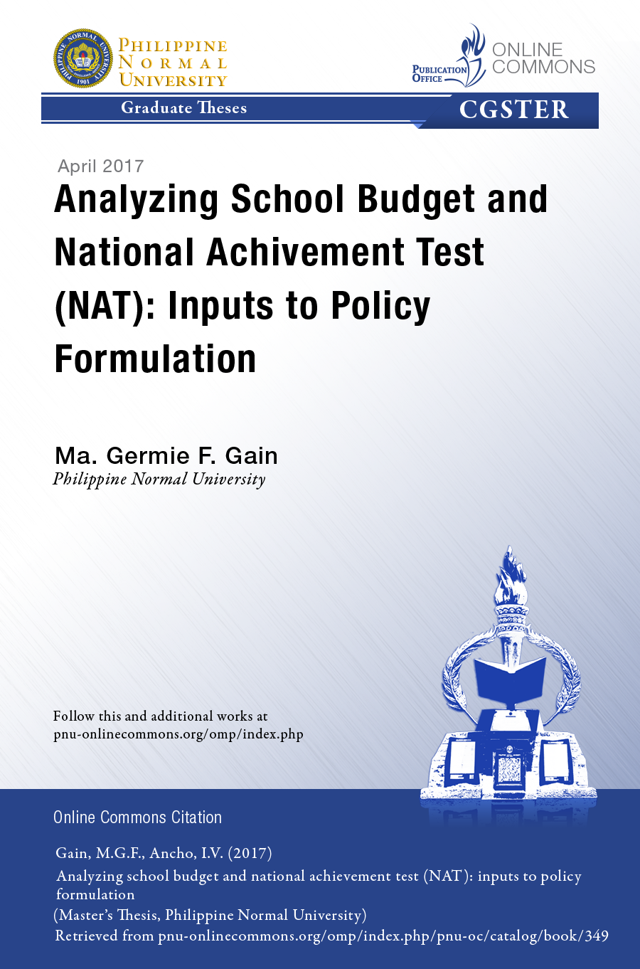 Cover for Analyzing School Budget and National Achievement Test (NAT): Inputs to Policy Formulation