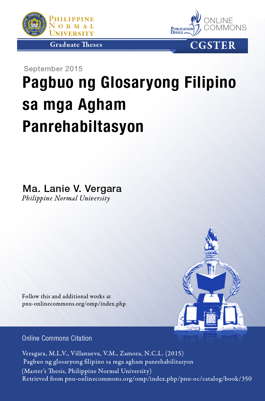 Cover for Pagbuo ng Glosaryong Filipino sa mga Agham Panrehabilitasyon