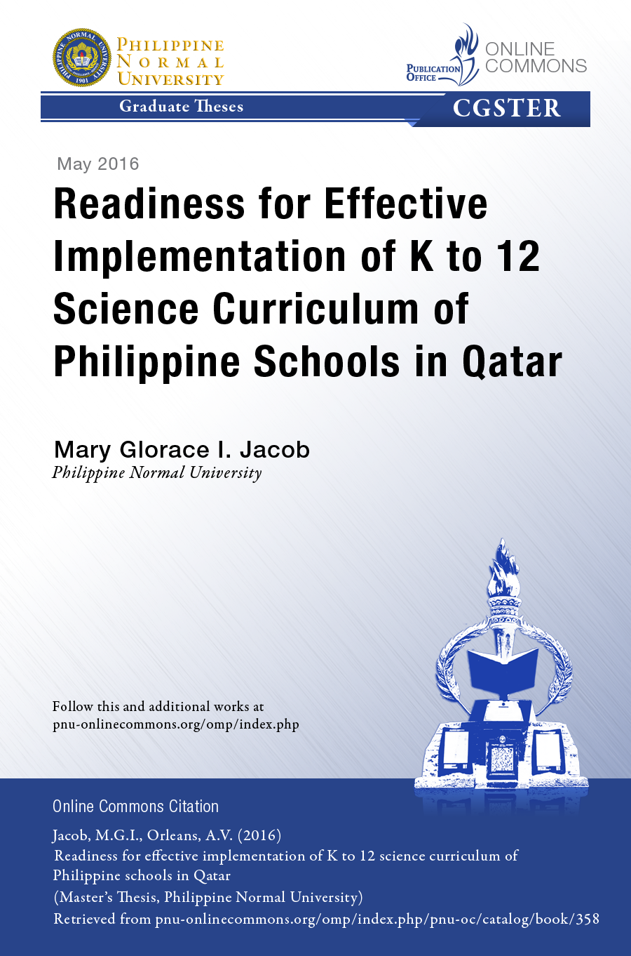 Cover for Readiness for Effective Implementation of K to 12 Science Curriculum of Philippine Schools in Qatar