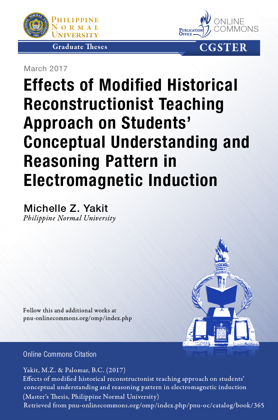 Cover for Effects of Modified Historical Reconstructionist Teaching Approach on Students' Conceptual Understanding and Reasoning Pattern in Electromagnetic Induction