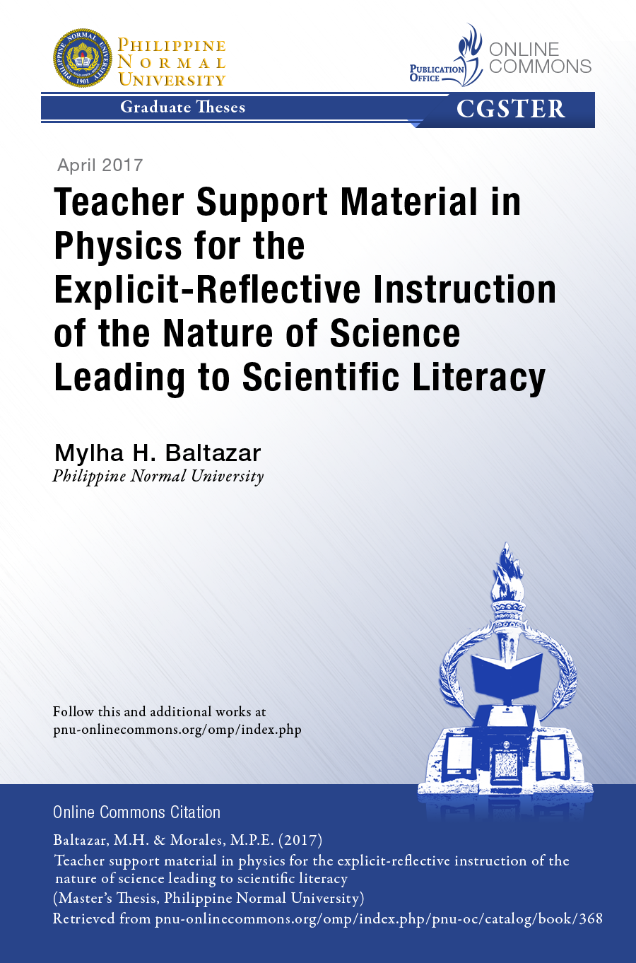 Cover for Teacher Support Material in Physics for the Explicit-Reflective Instruction of the Nature of Science Leading to Scientific Literacy
