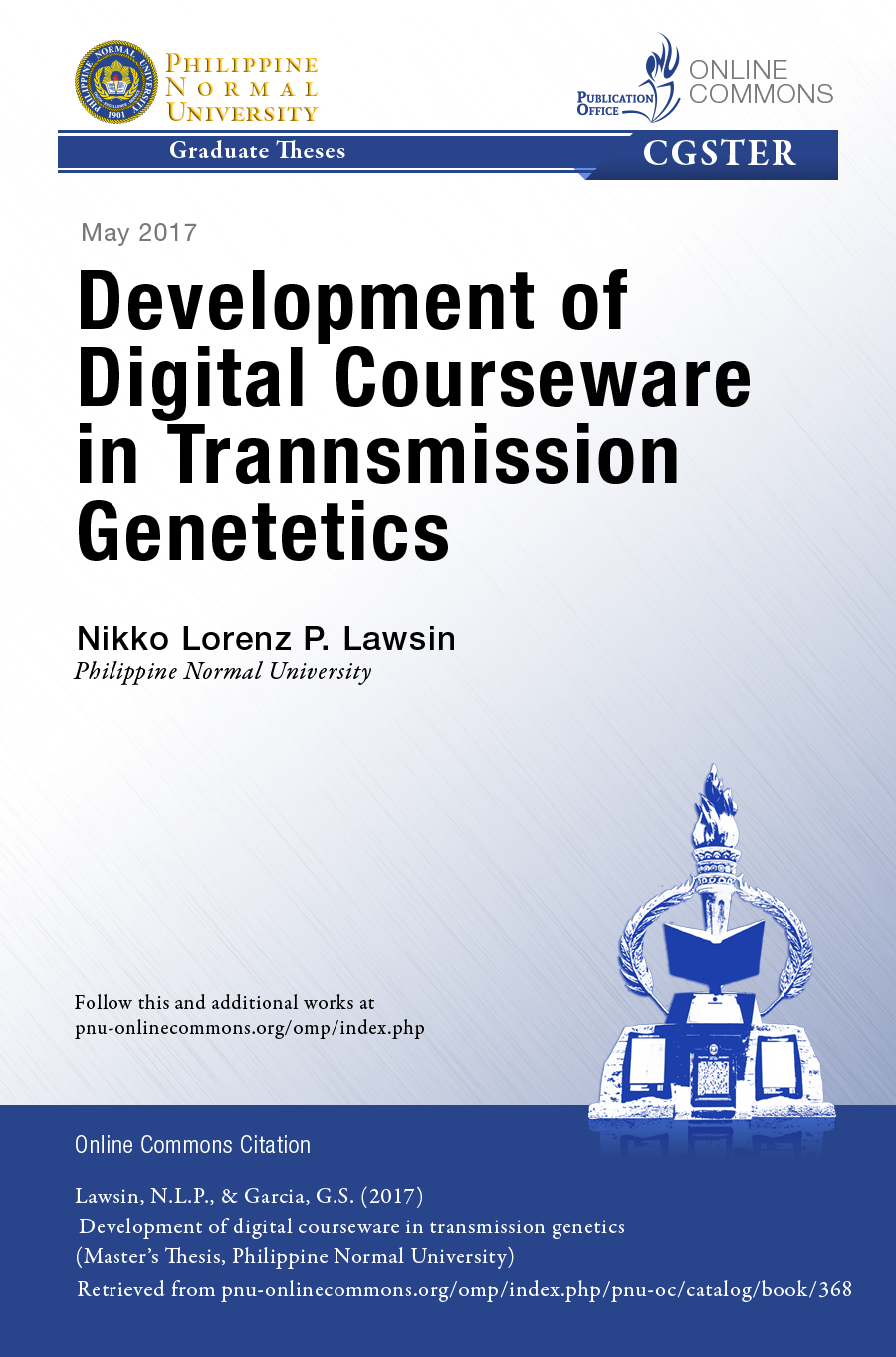 Cover for Development of Digital Courseware in Transmission Genetics