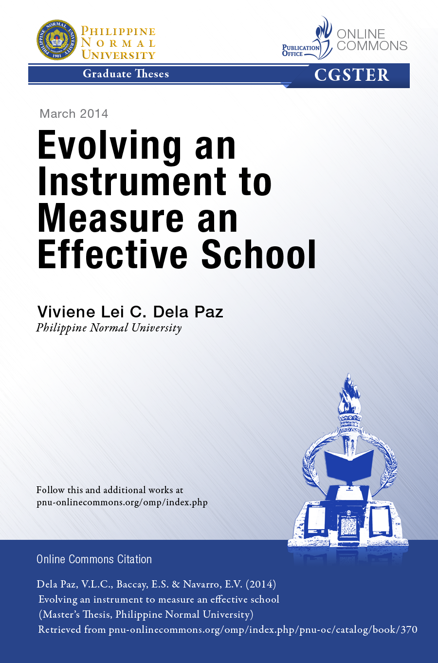 Cover for Evolving An Instrument To Measure An Effective School