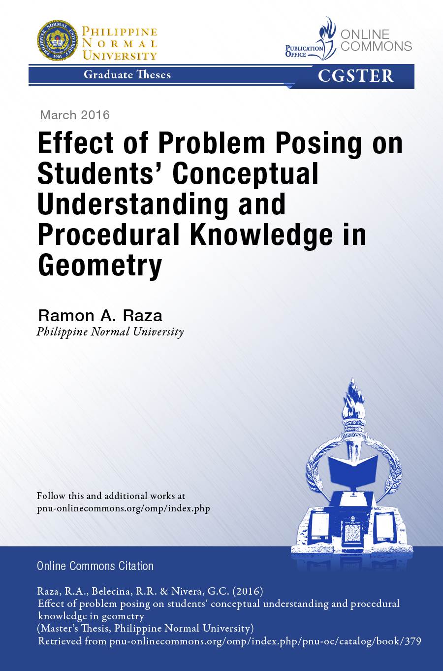 Cover for Effect of Problem Posing on Students' Conceptual Understanding and Procedural Knowledge in Geometry