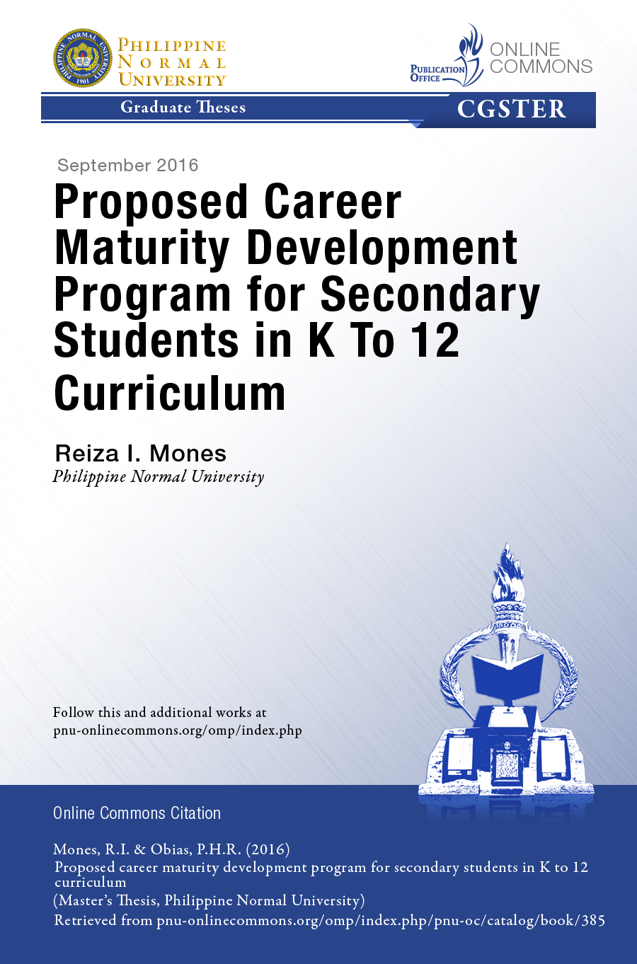 Cover for Proposed Career Maturity Development Program for Secondary Students in K to 12 Curriculum