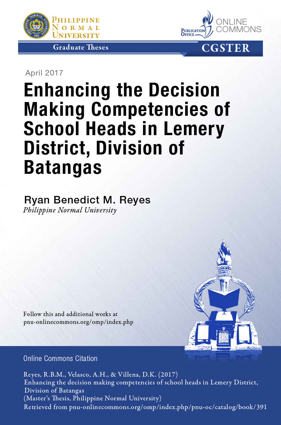 Cover for Enhancing the Decision Making Competencies of School Heads in Lemery District, Division of Batangas