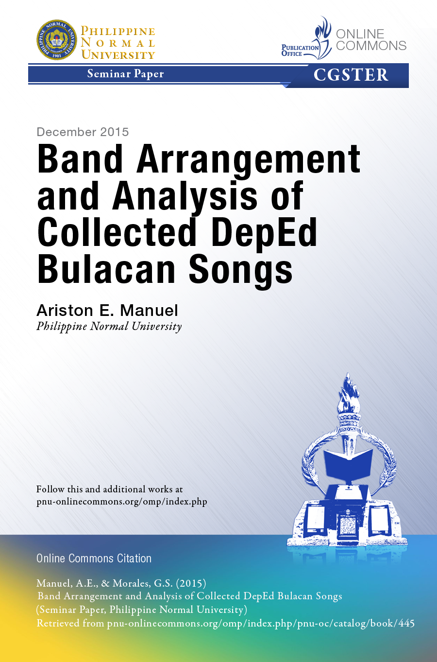 Cover for Band Arrangement and Analysis of Collected DepEd Bulacan Songs