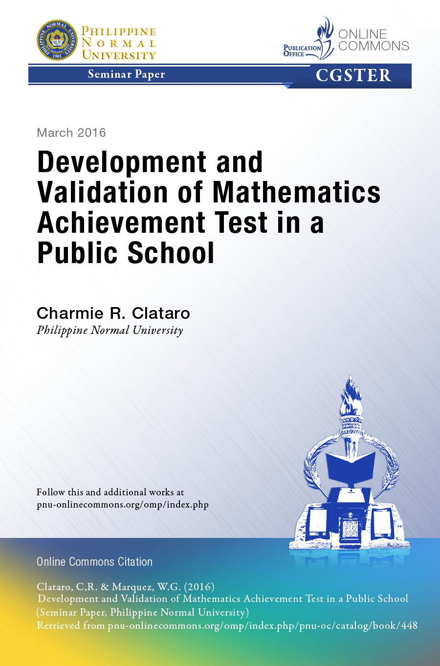 Cover for Development and Validation of Mathematics Achievement Test in a Public School