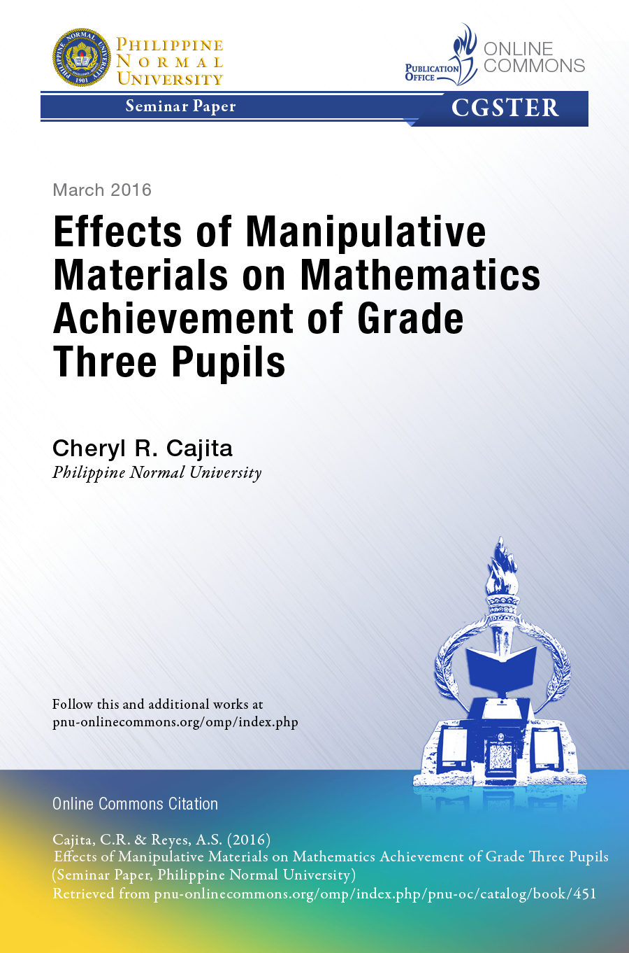 Cover for Effects of Manipulative Materials on Mathematics Achievement of Grade Three Pupils