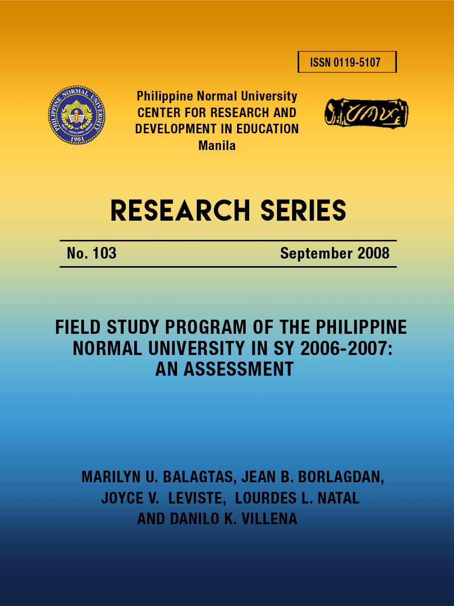 Cover for Field study program of the Philippine Normal University in SY 2006-2007: An assessment