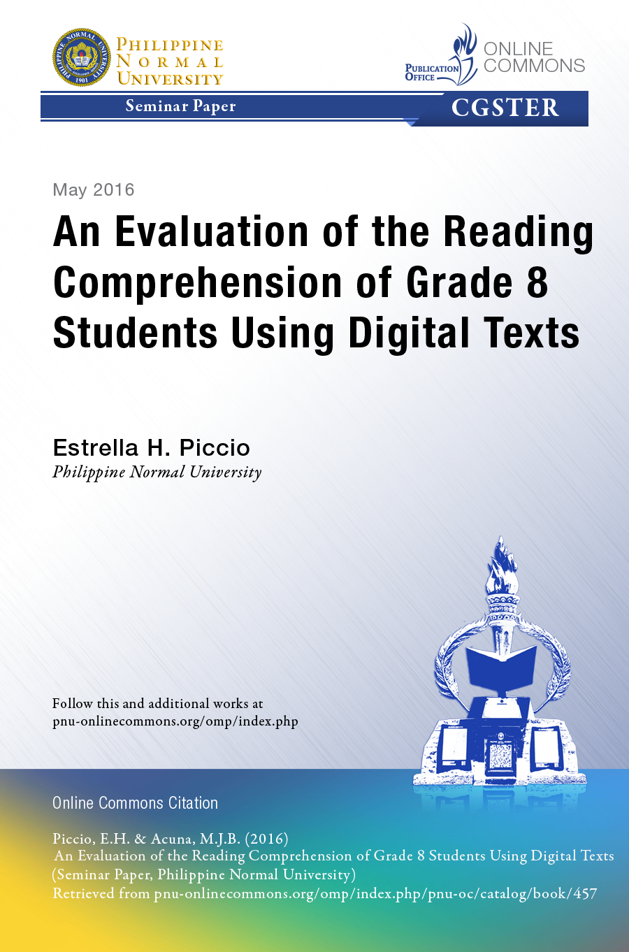 Cover for An Evaluation of the Reading Comprehension of Grade 8 Students Using Digital Texts