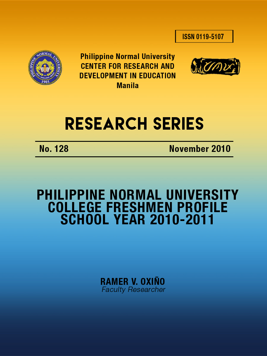 Cover for Philippine Normal University College Freshmen Profile School Year 2010-2011