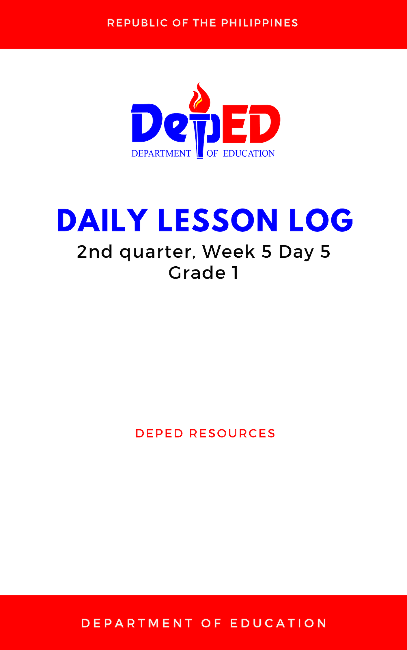 Cover for Grade 1: Q2 W5 D5