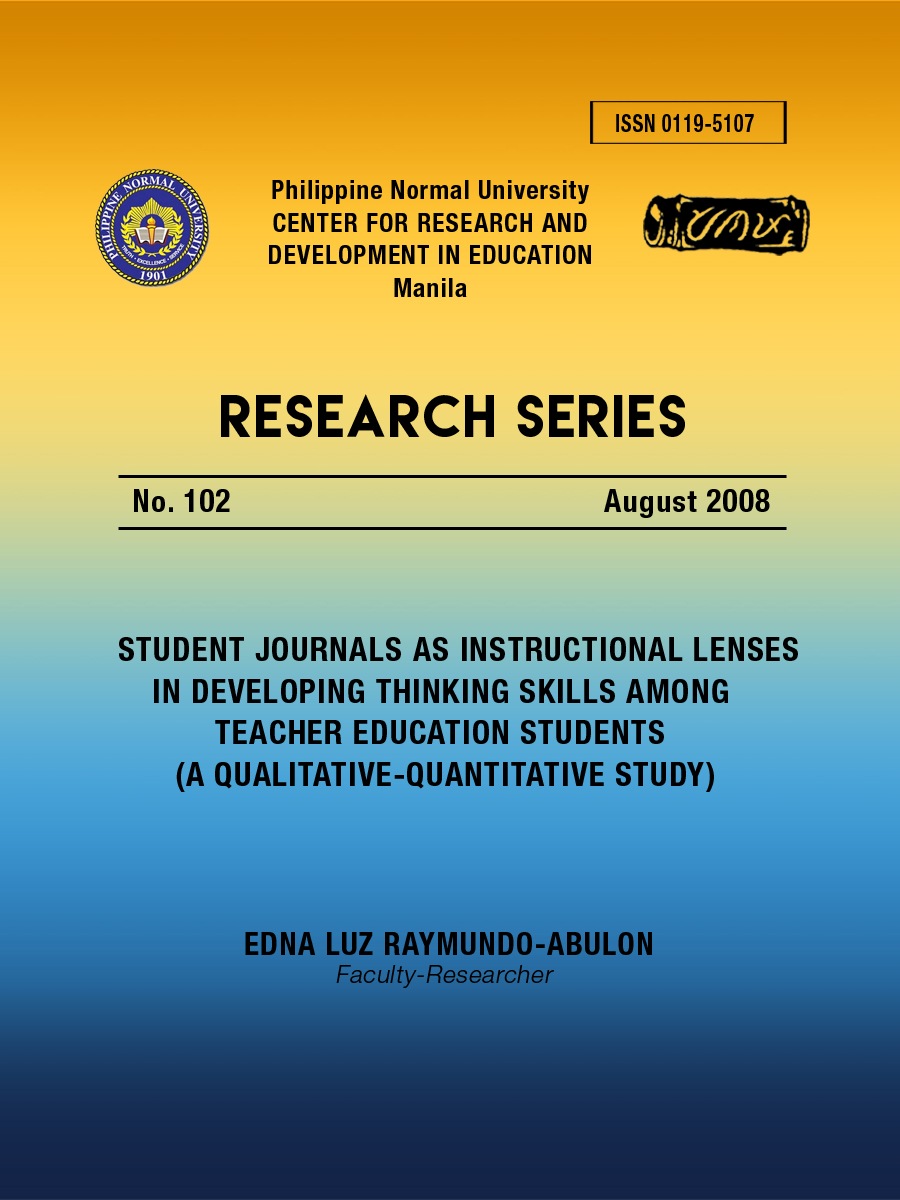 Cover for Student journals as instructional lenses in developing thinking skills among Teacher education students (A Qualitative-Quantitative Study)