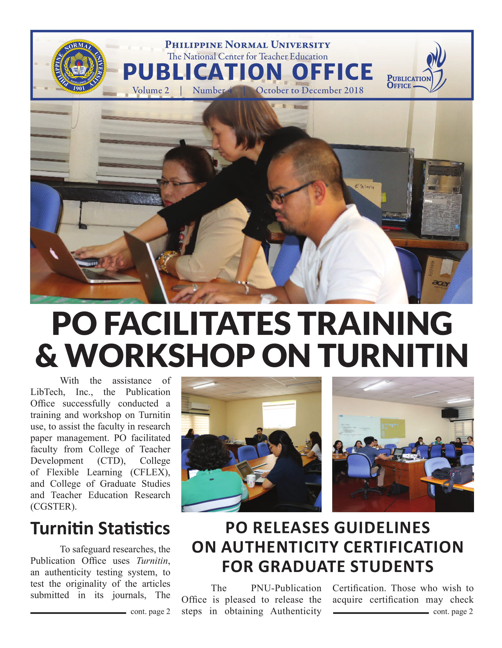 Cover for Publication Office Newsletter (October to December 2018)
