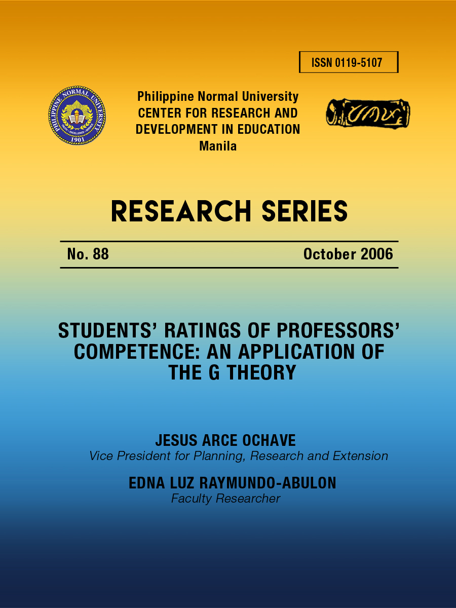 Cover for Students' Ratings of Professors' Competence: An Application of the G Theory