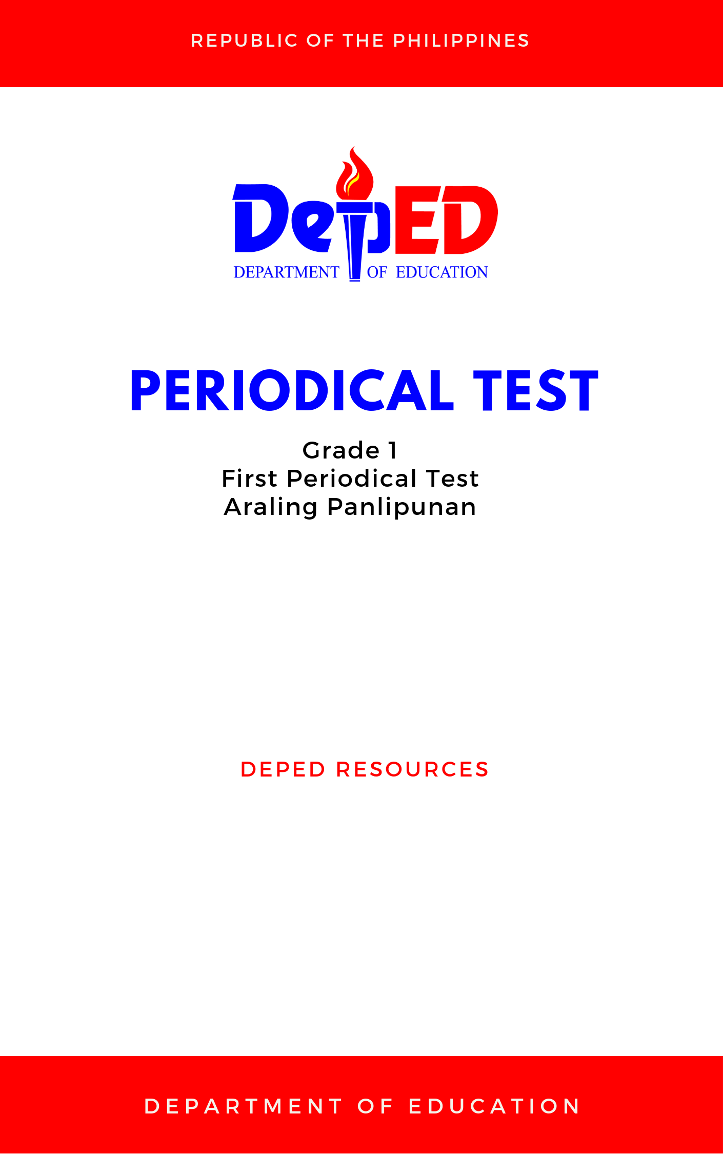 Cover for Grade 1: First Periodical Test for Araling Panlipunan