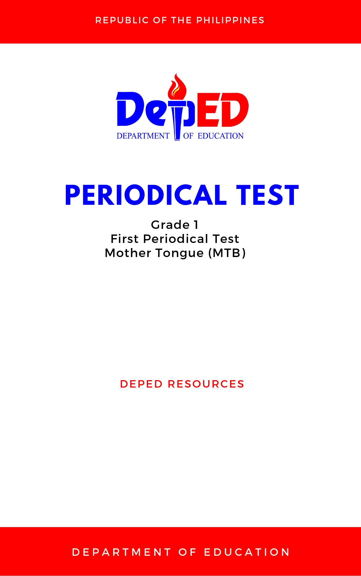 Cover for Grade 1: First Periodical Test for Mother Tongue (MTB)