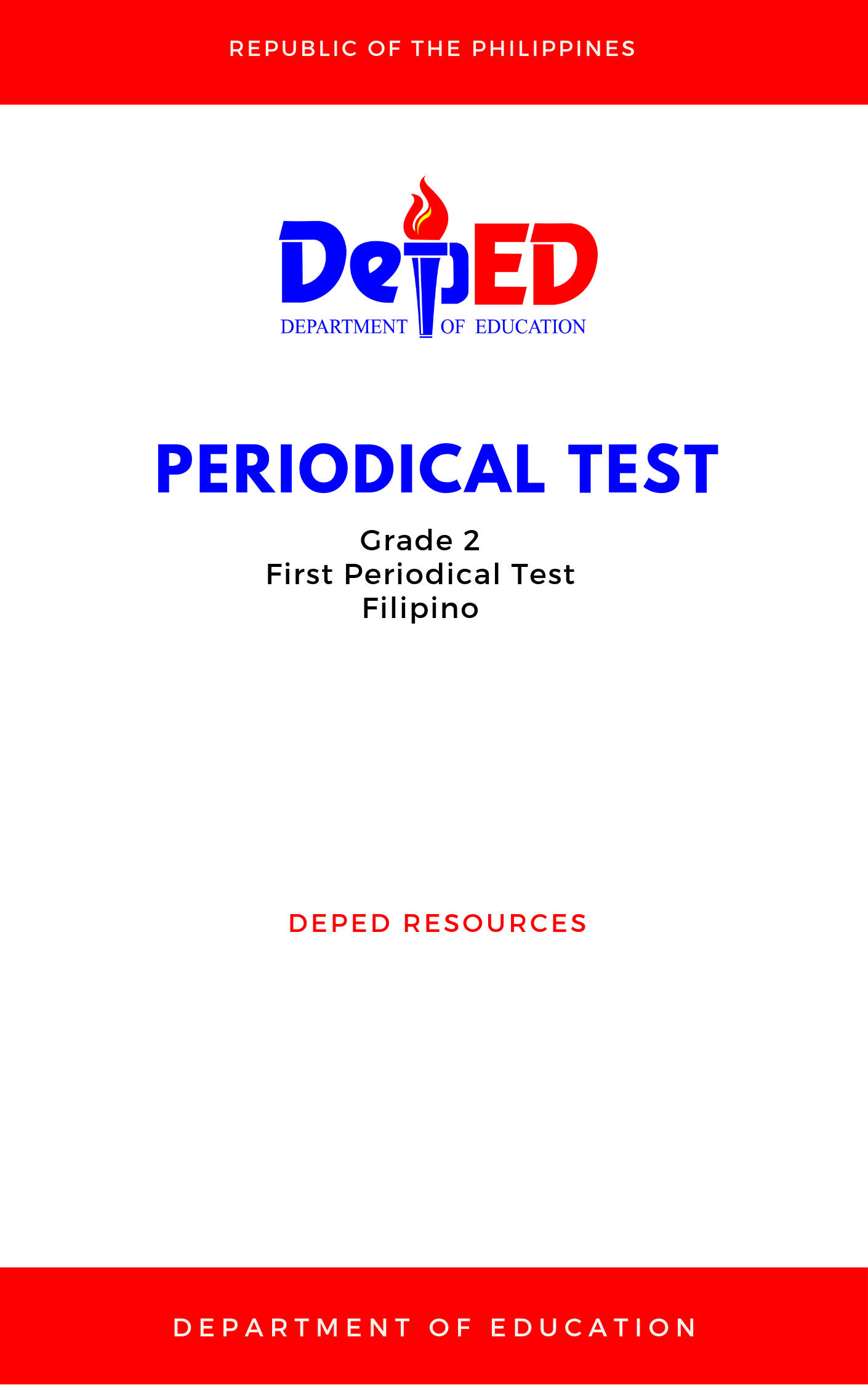 Cover for Grade 2: First Periodical Test for Filipino