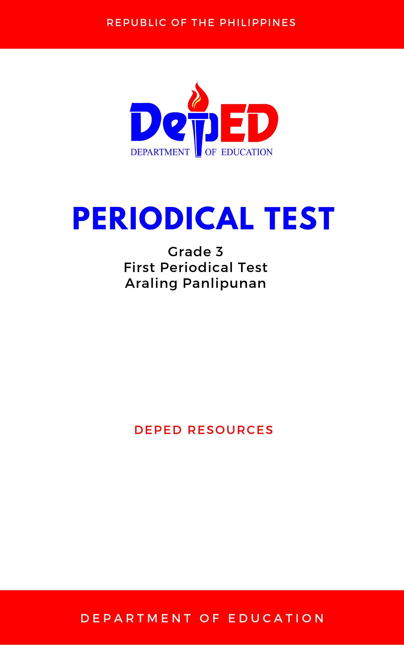 Cover for Grade 3: First Periodical Test for Araling Panlipunan