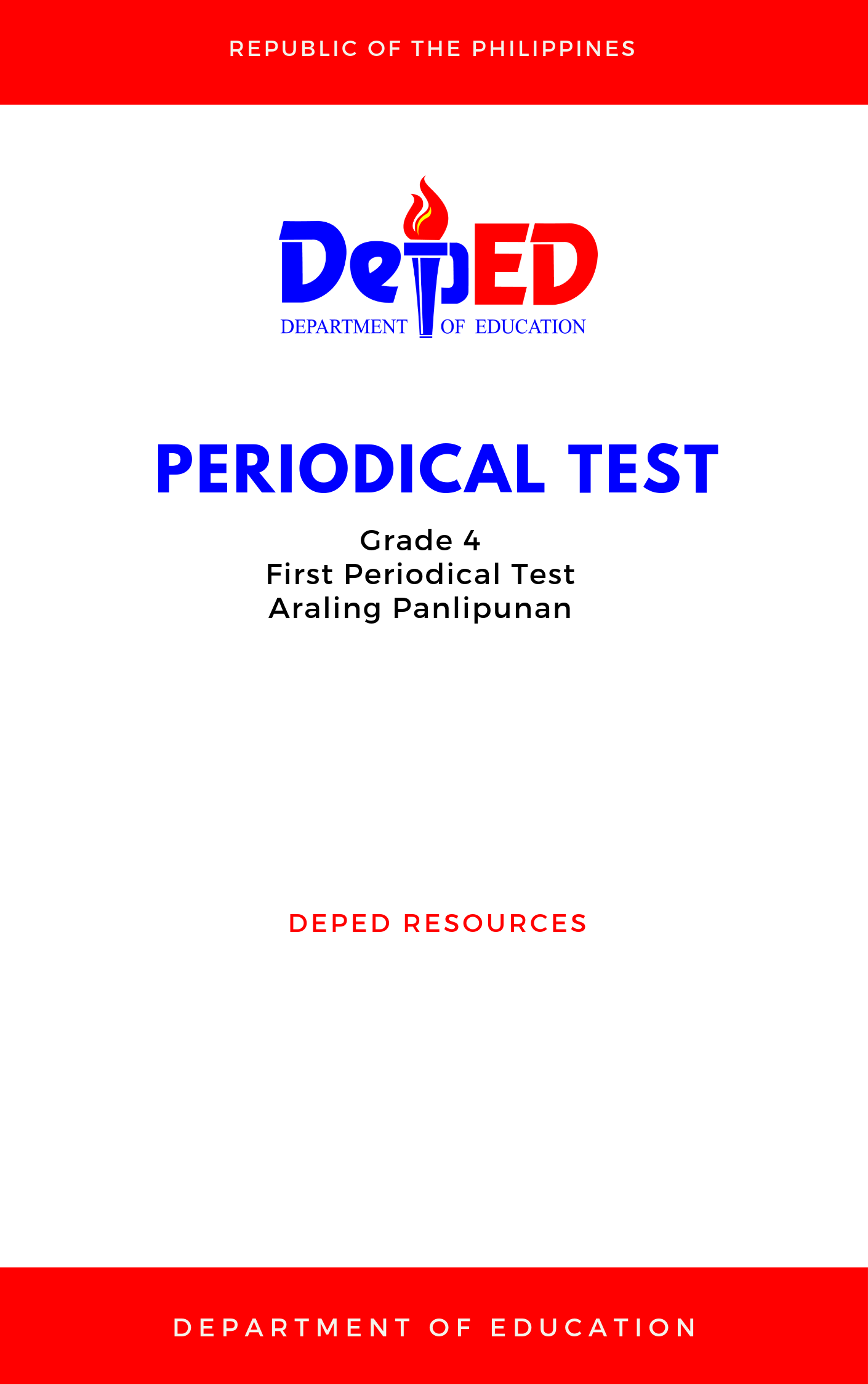 Cover for Grade 4: First Periodical Test for Araling Panlipunan